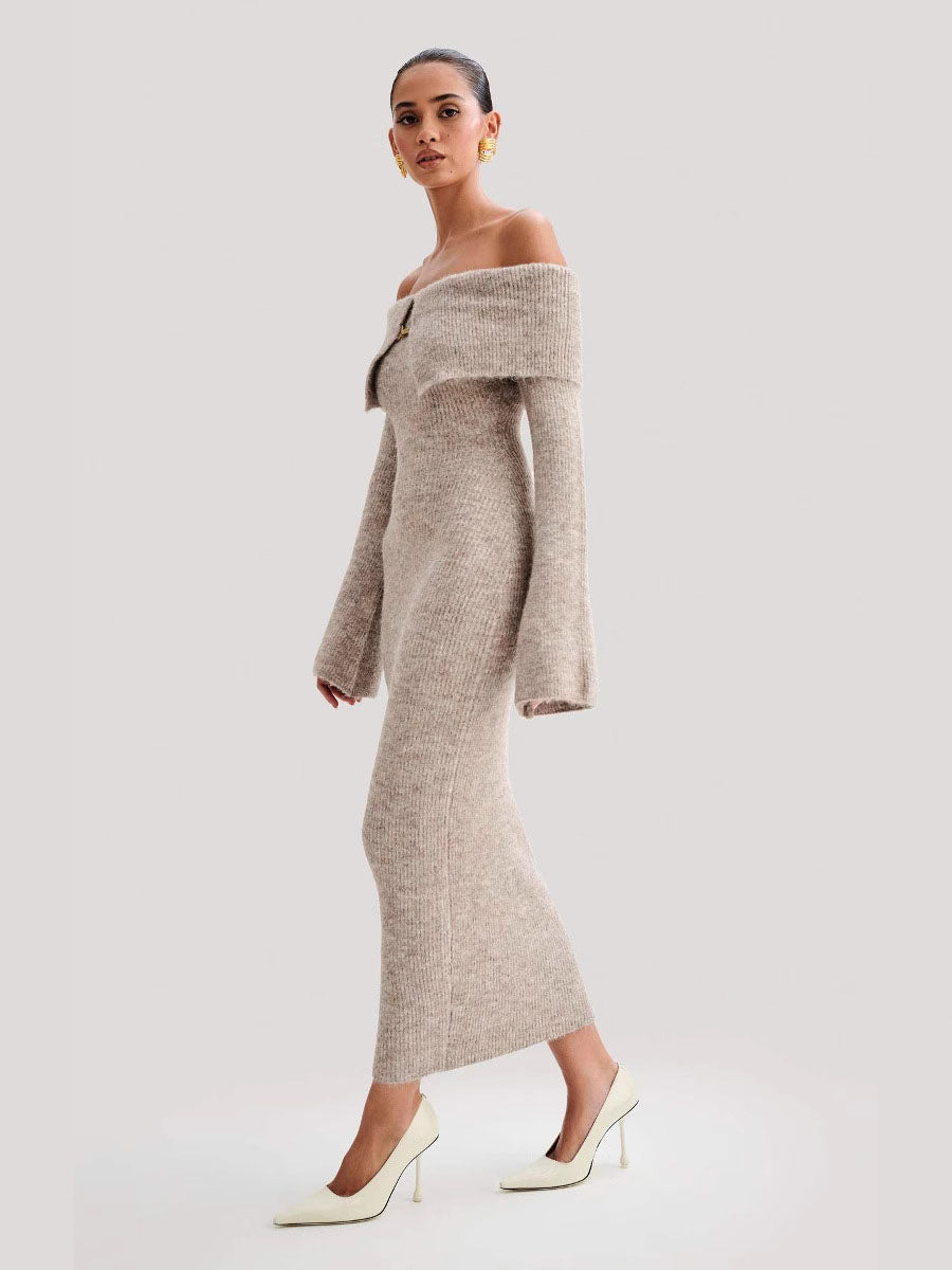Cozy Off-Shoulder Knit Dress