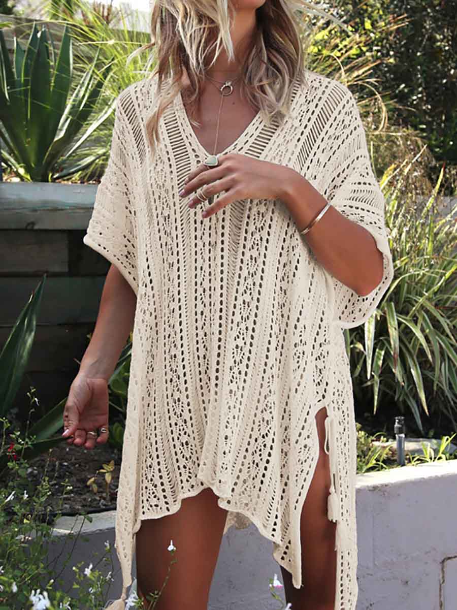 Lunimesd Hollow Beach Vacation Knitted Sunscreen Blouse