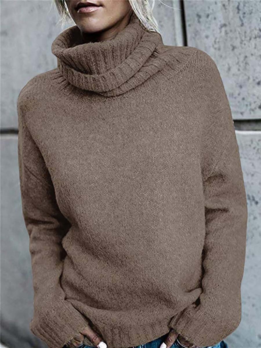 Lunimesd Solid Color Turtleneck Long Sleeve Sweater(6 colors)