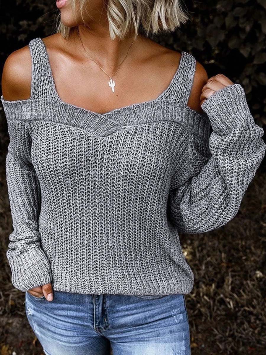Lunimesd off-Shoulder Knitted Sweater