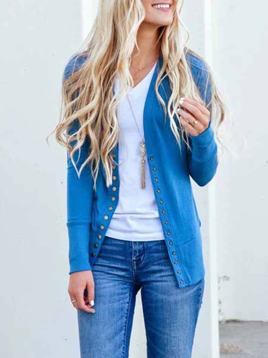 Lunimesd Buttons Cardigan Tops