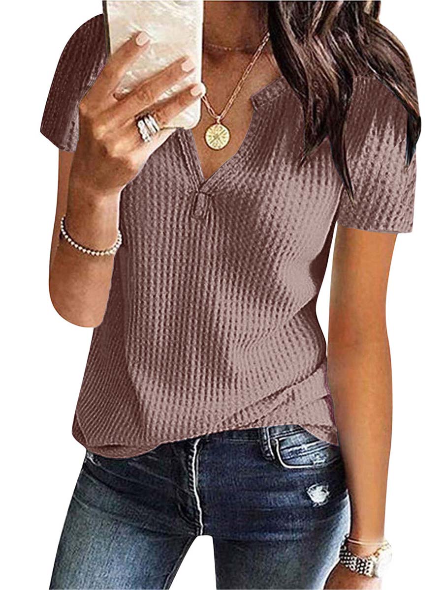 Lunimesd V-Neck Solid Color T-Shirt (16 colors)