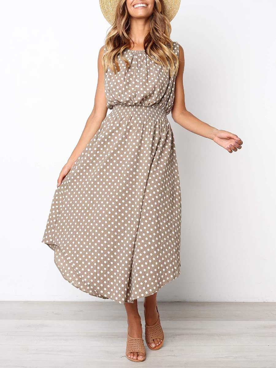 Lunimesd Sleeveless Dot Dress