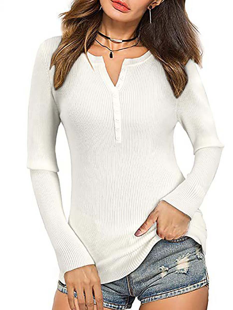Lunimesd Button Slim Sexy Long-Sleeved T-Shirt(6 colors)
