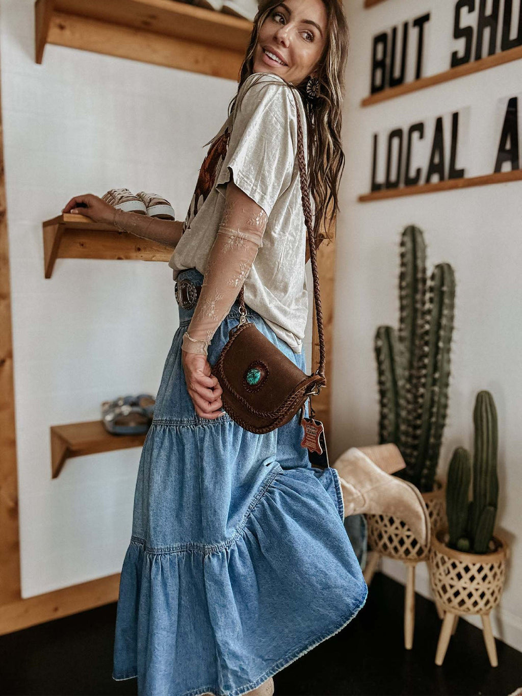 Boho Denim Cake Skirt