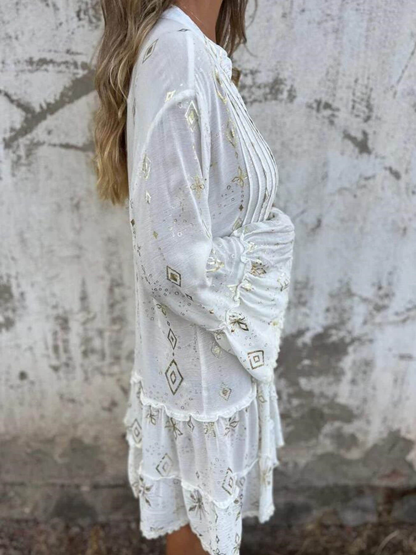 Hot Stamping Lace Hollow Dress