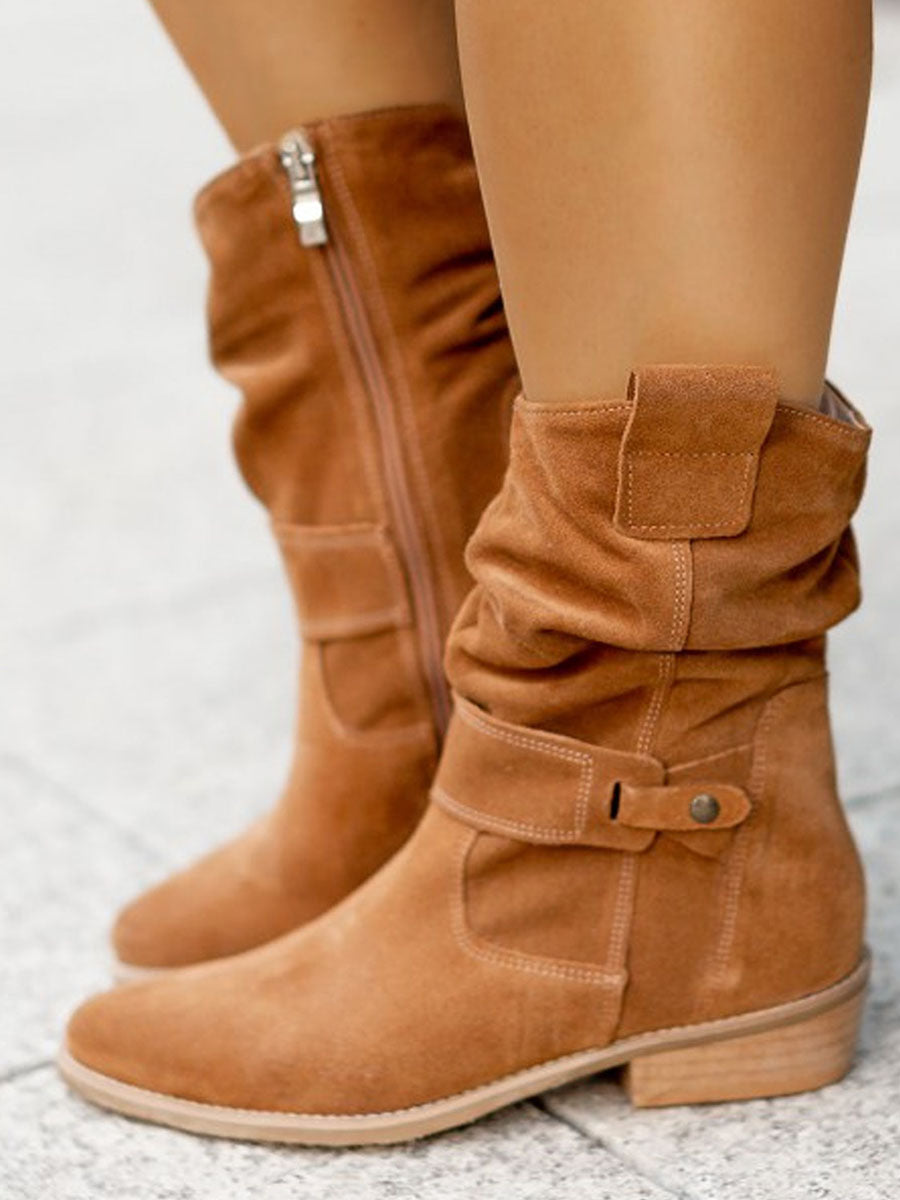 Low-heeled Suede Boots