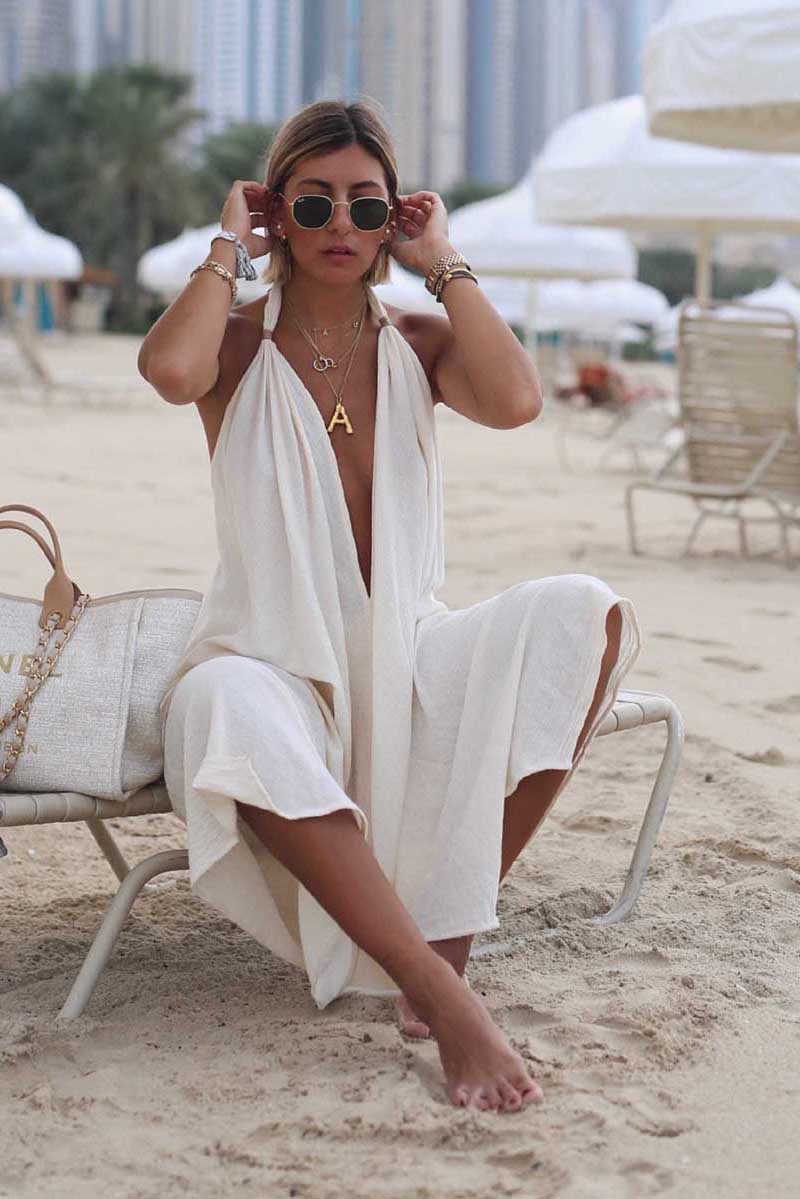 Lunimesd Sexy Sleeveless Halter Dress