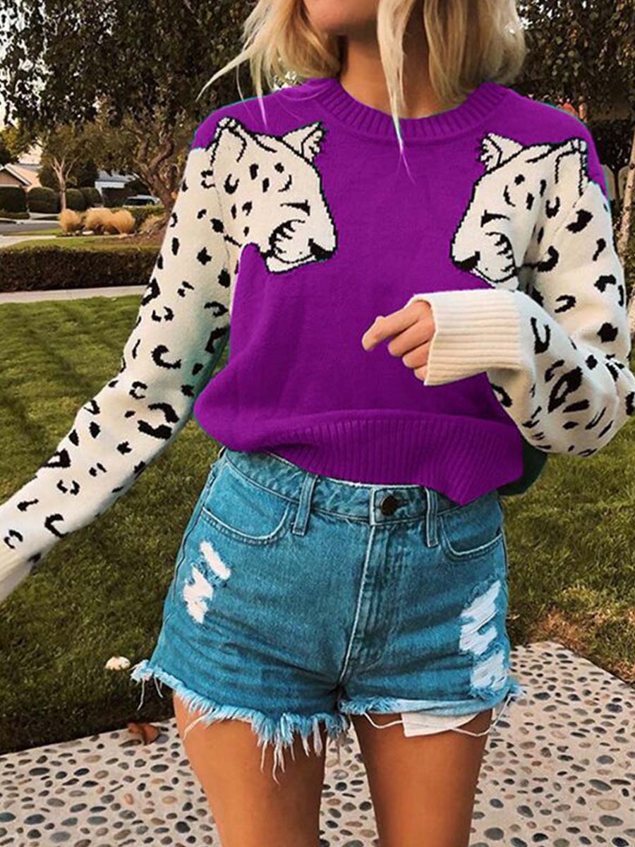 Lunimesd Snow Leopard Knit Sweater