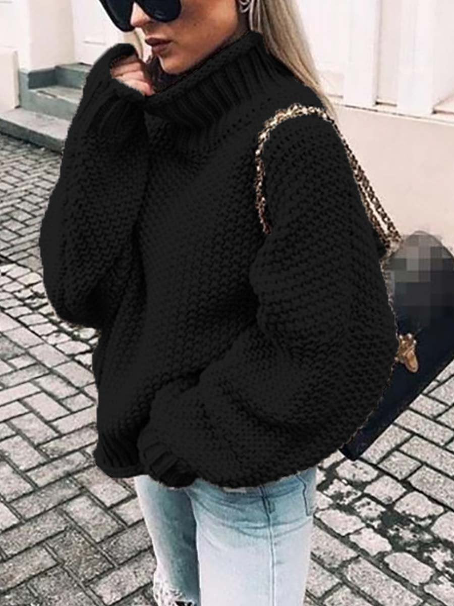 Lunimesd Turtleneck Bat Sleeve Warm Sweater