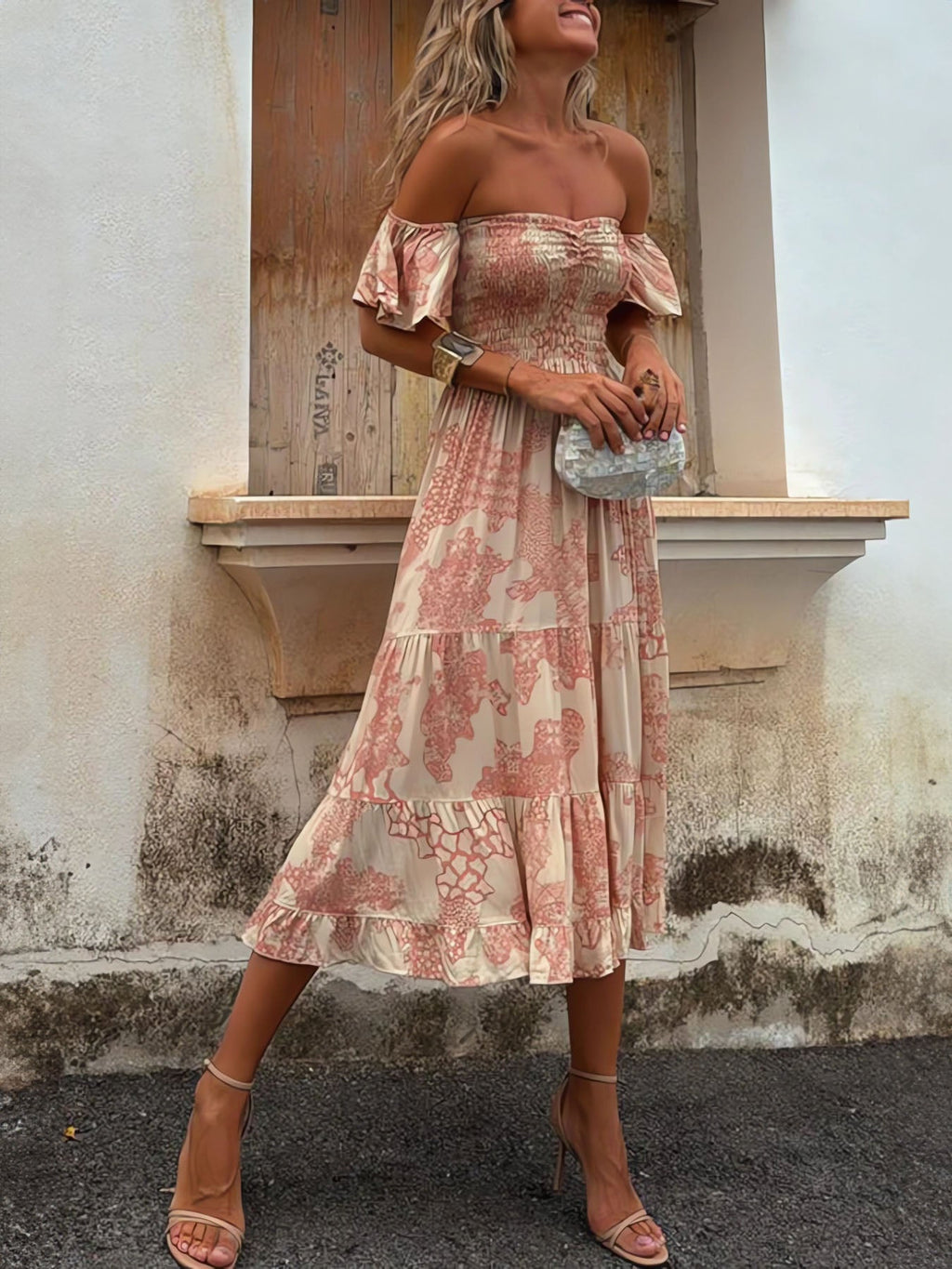 Dusty Pink Tiered Dress