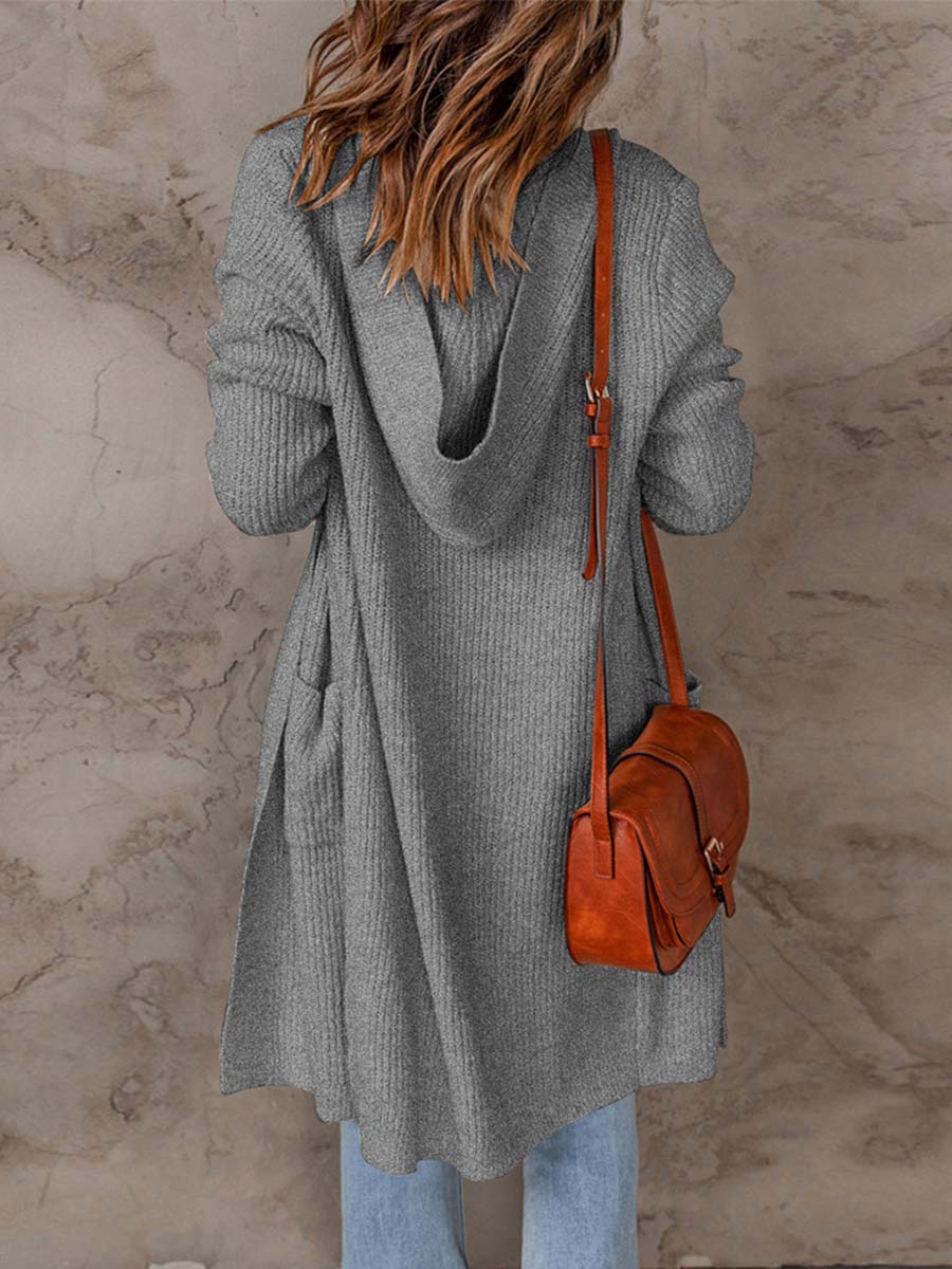 Lunimesd Solid Color Hooded Sweater Jacket