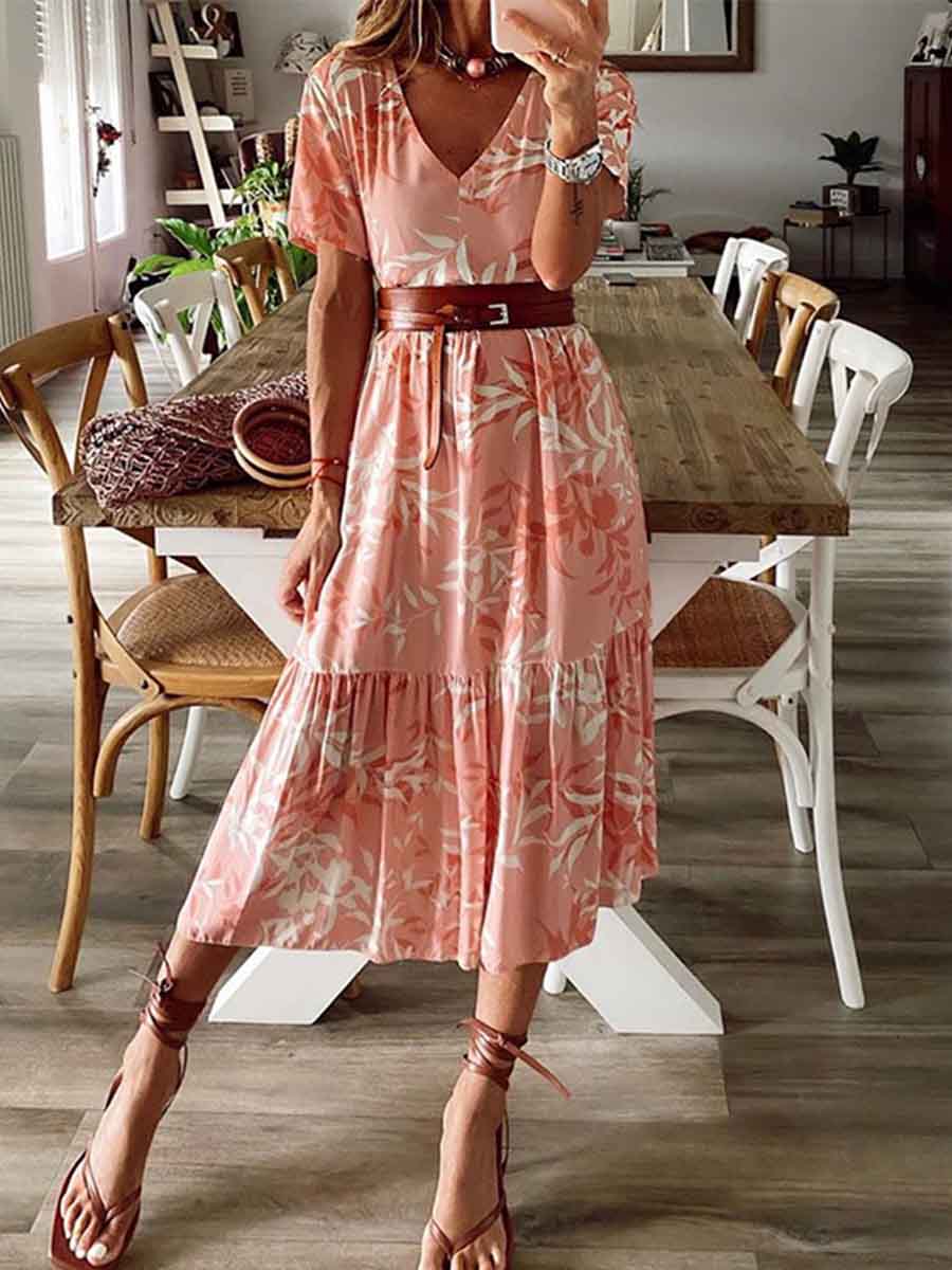 Lunimesd Print Leaf Dress