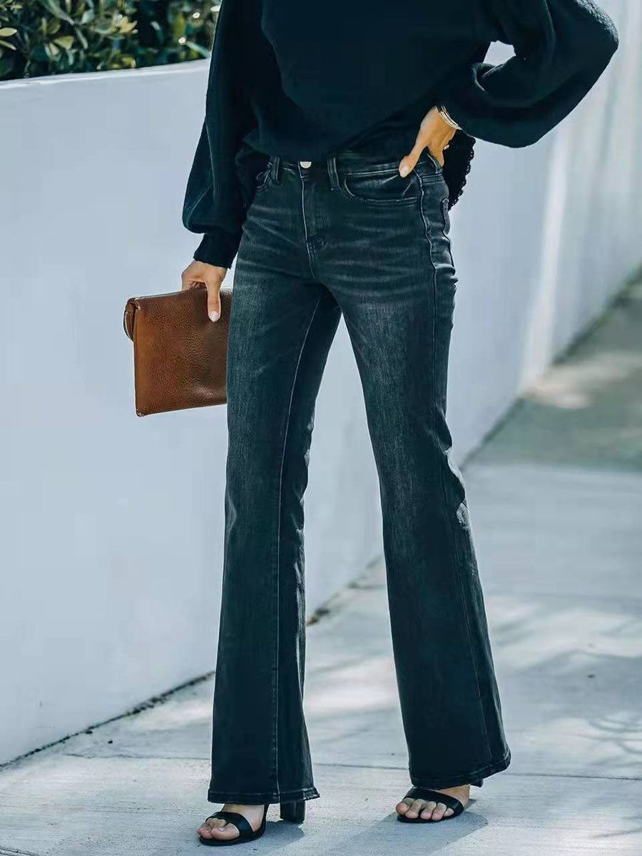 Lunimesd Fashion Slim High Waist Stretch Flare Jeans