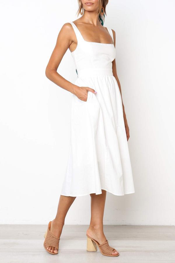 Lunimesd Sleeveless Solid Color Regular Fit Casual Wear Dress