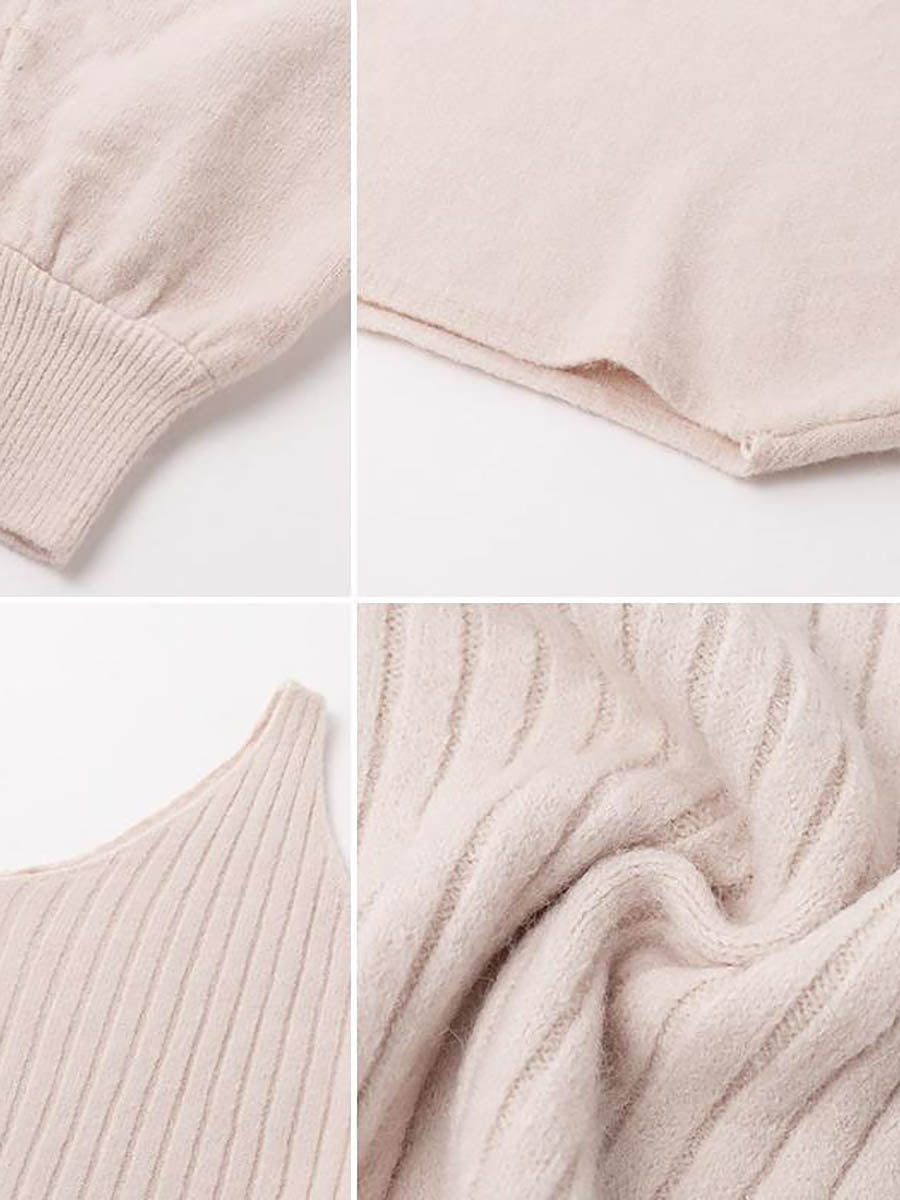 Lunimesd Full Of Surprises Ribbed Knit Midi Dress