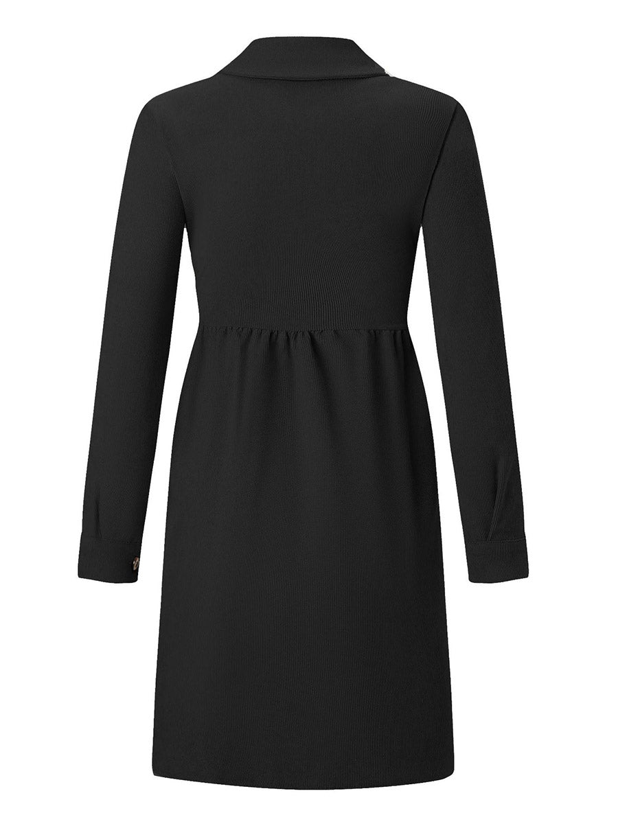 Lunimesd Single-Breasted Long-Sleeved Dress(4 colors)