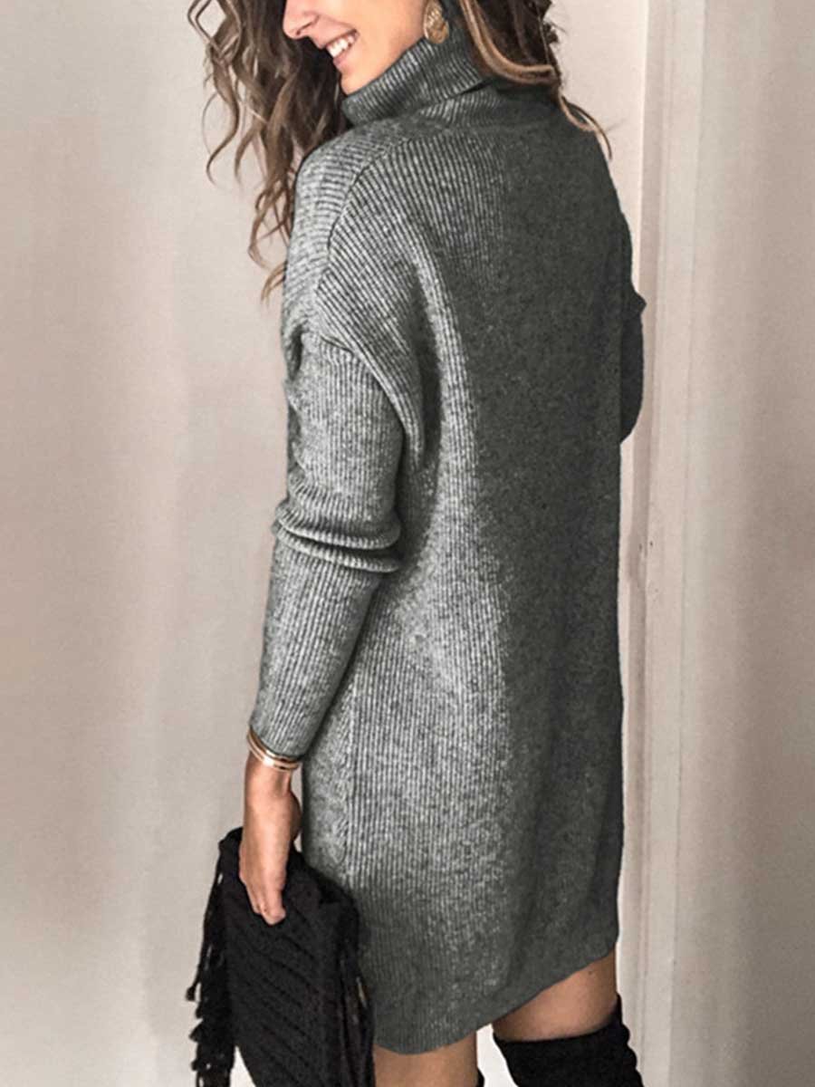 Lunimesd Casual Turtleneck Midi Dress