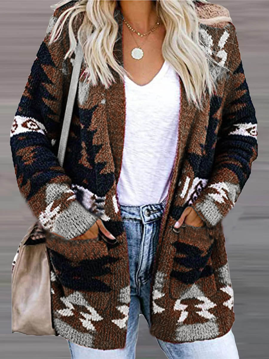 Lunimesd Casual Work Print Printing V Neck Cardigans(6 Colors)