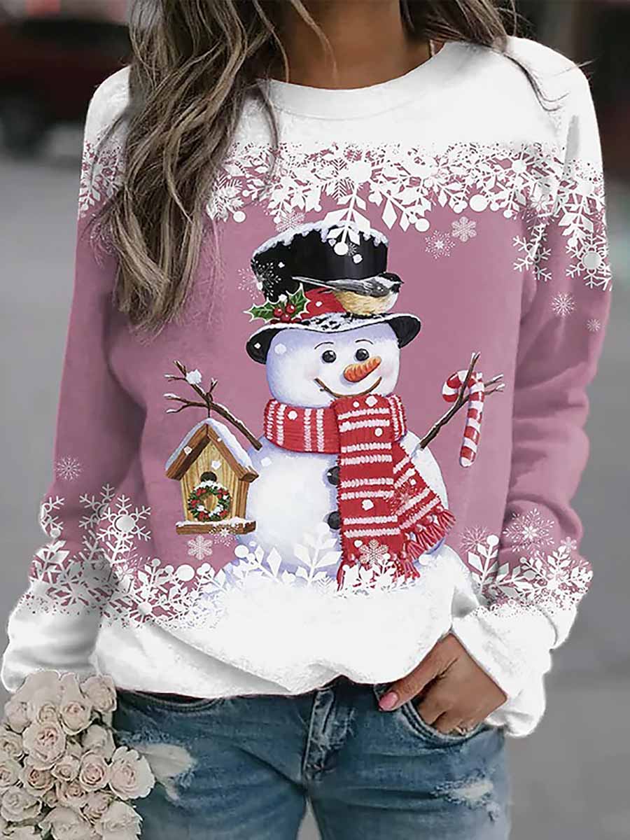 Lunimesd Christmas snowman print loose sweater(8 colors)