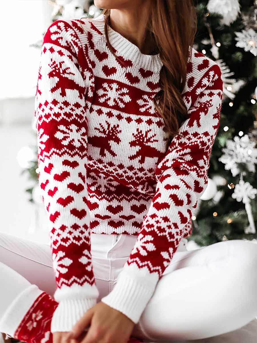 Lunimesd Snowflake Moose Christmas Sweater
