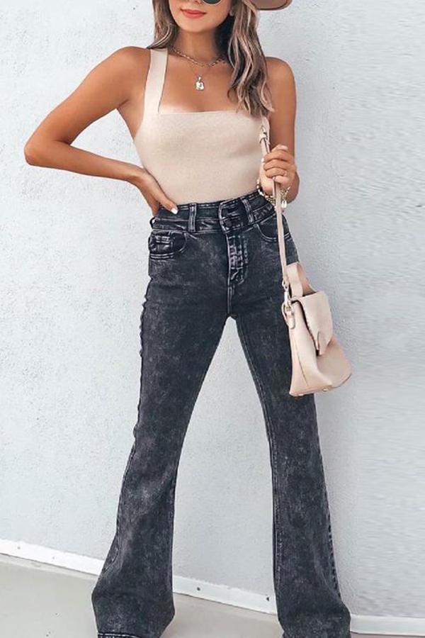 Veera High Rise Acid Wash Flare Denim