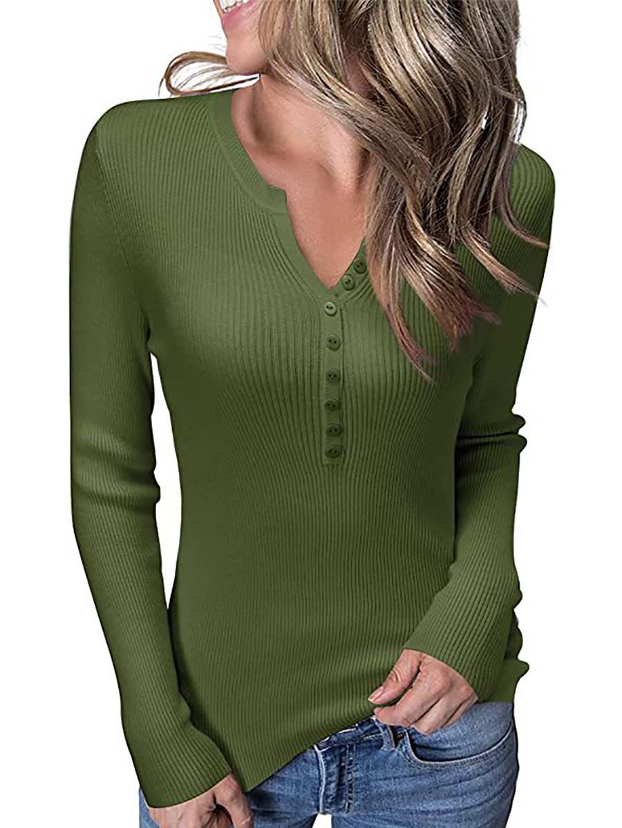 Lunimesd Button Slim Sexy Long-Sleeved T-Shirt(6 colors)