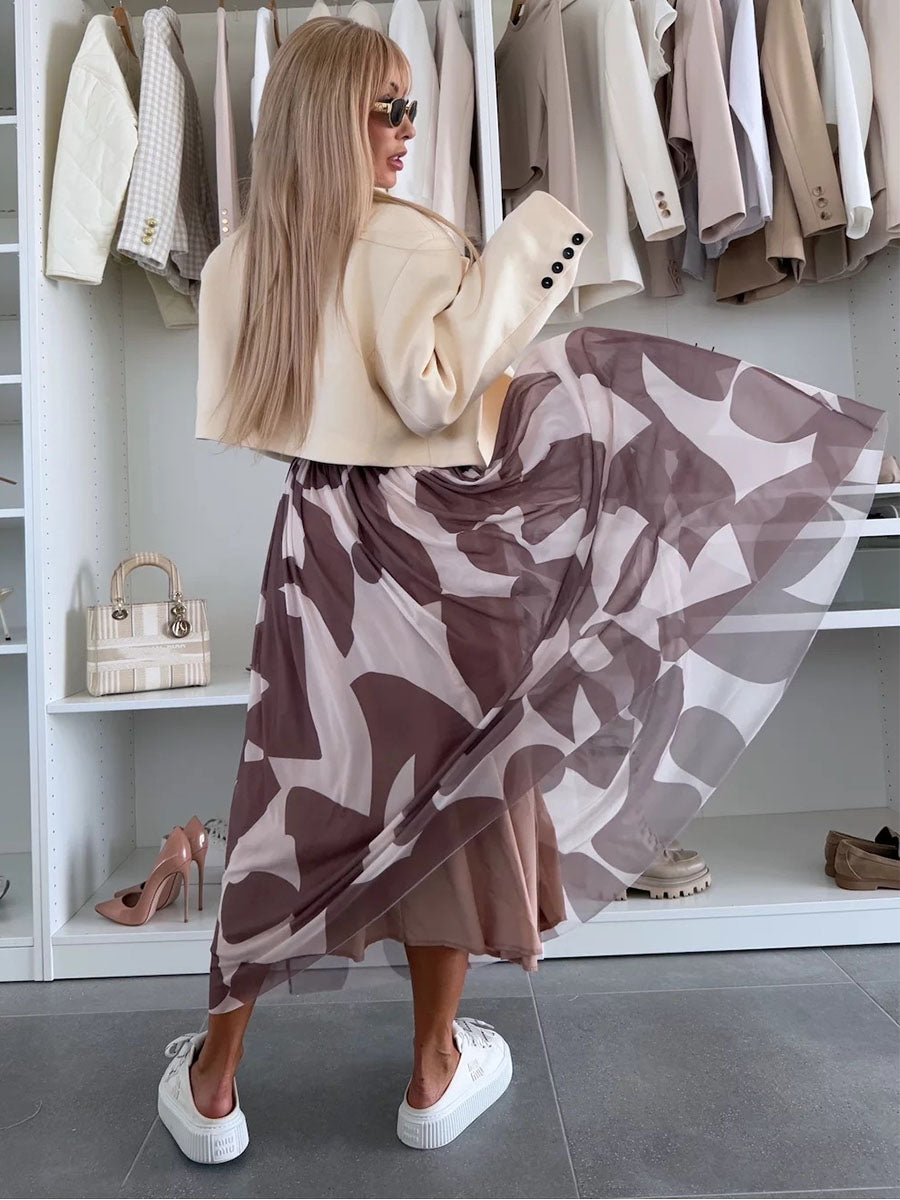 Abstract Flow Pleated Skirt