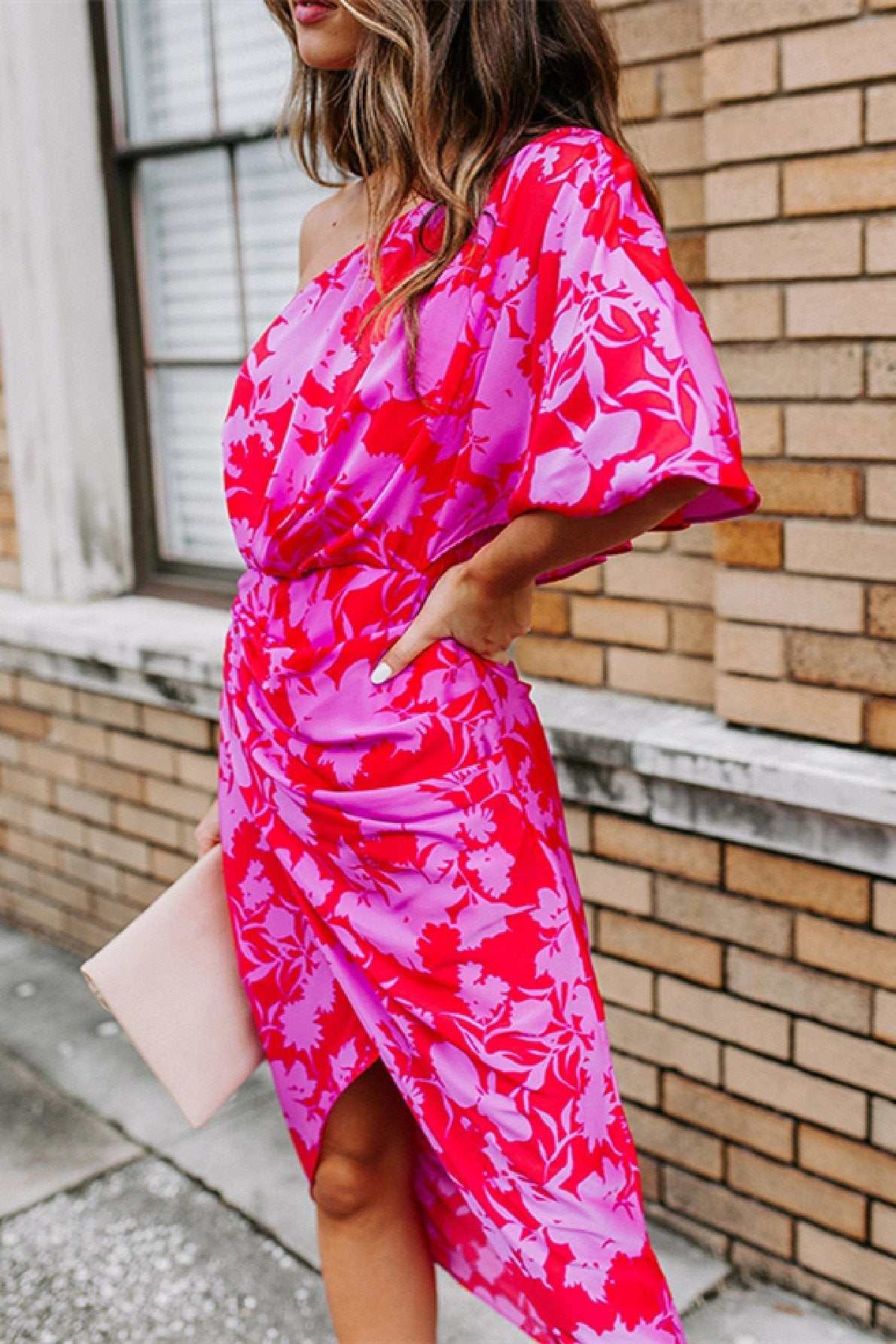 Lunimesd One shoulder Tulip Hem Printed Dress