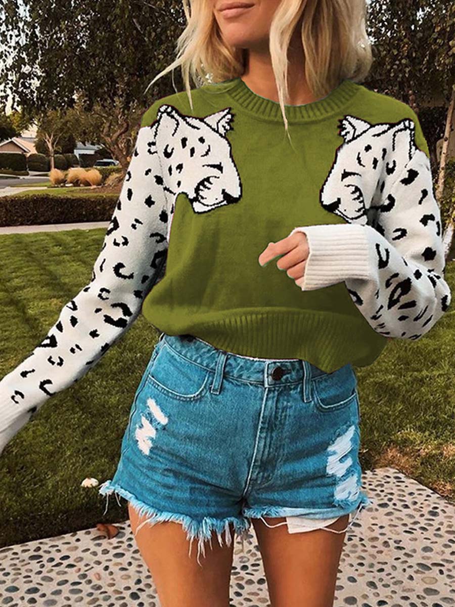 Lunimesd Snow Leopard Knit Sweater