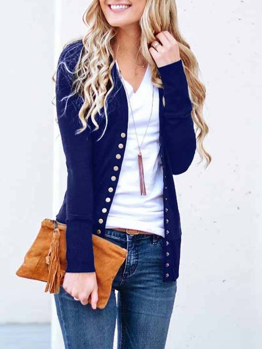 Lunimesd Buttons Cardigan Tops