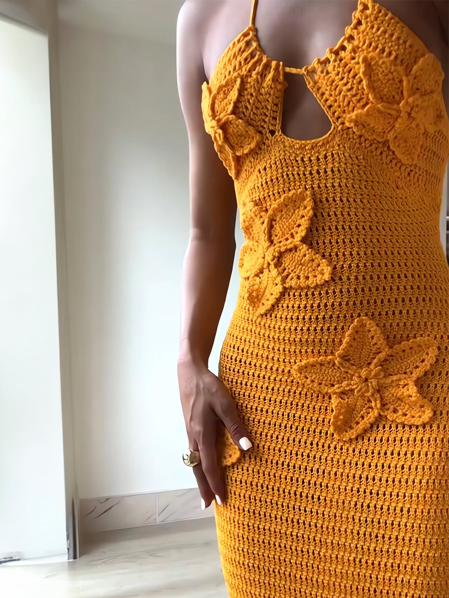 Wave Curve Halter Knit Dress