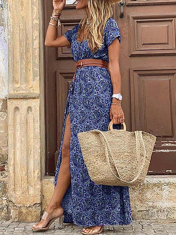 Boho Style V-neck Floral Dress