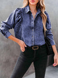 Lunimesd Casual Fashion Loose Long Sleeve Denim Shirt