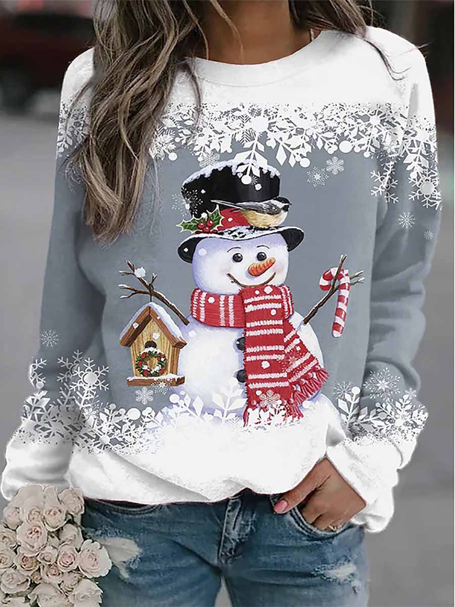 Lunimesd Christmas snowman print loose sweater(8 colors)