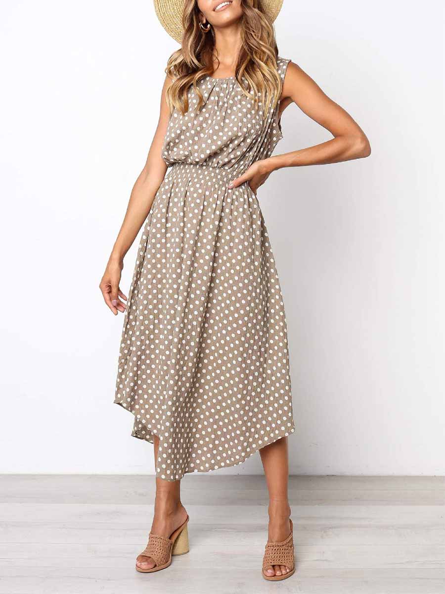 Lunimesd Sleeveless Dot Dress