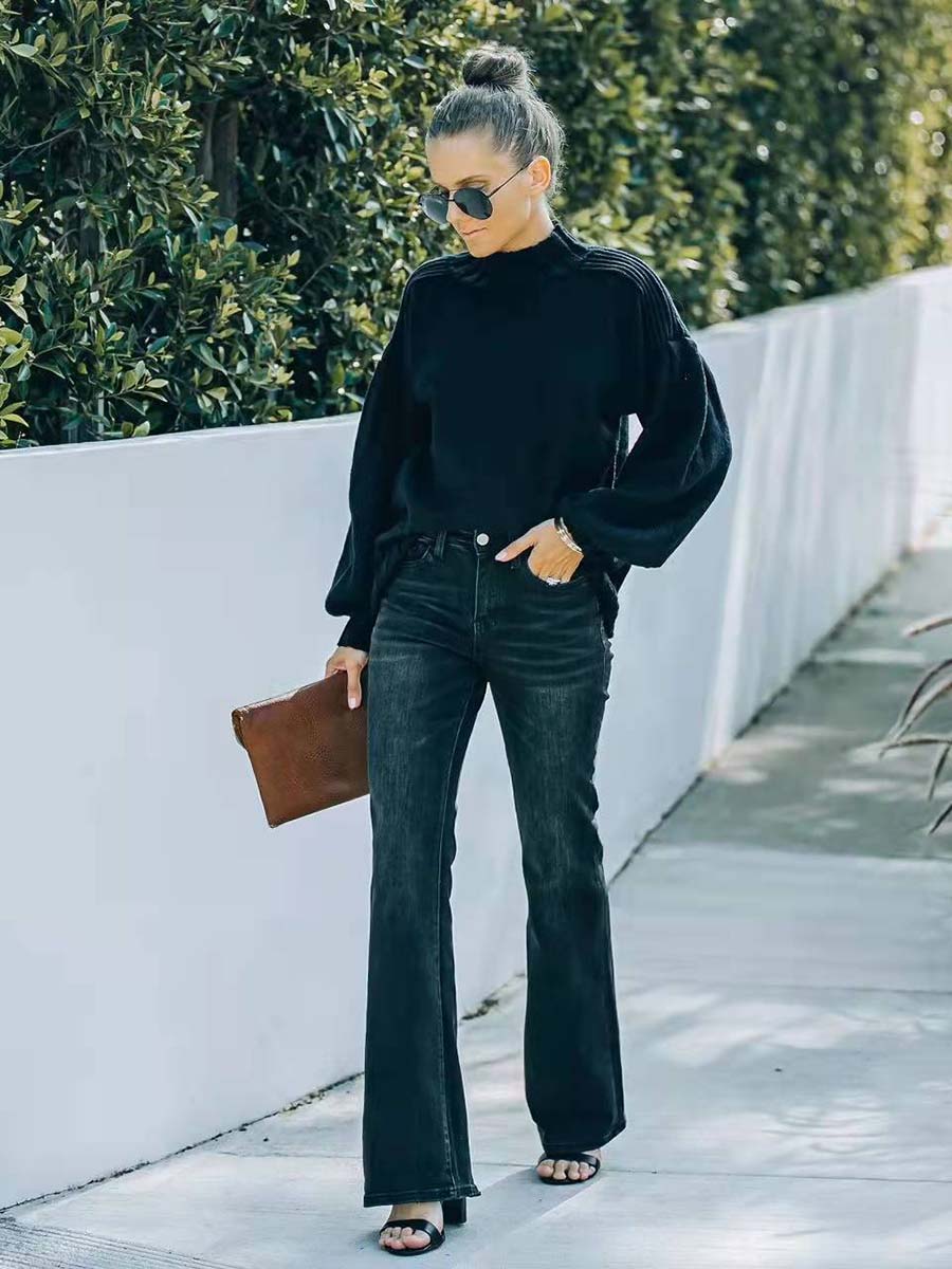 Lunimesd Fashion Slim High Waist Stretch Flare Jeans