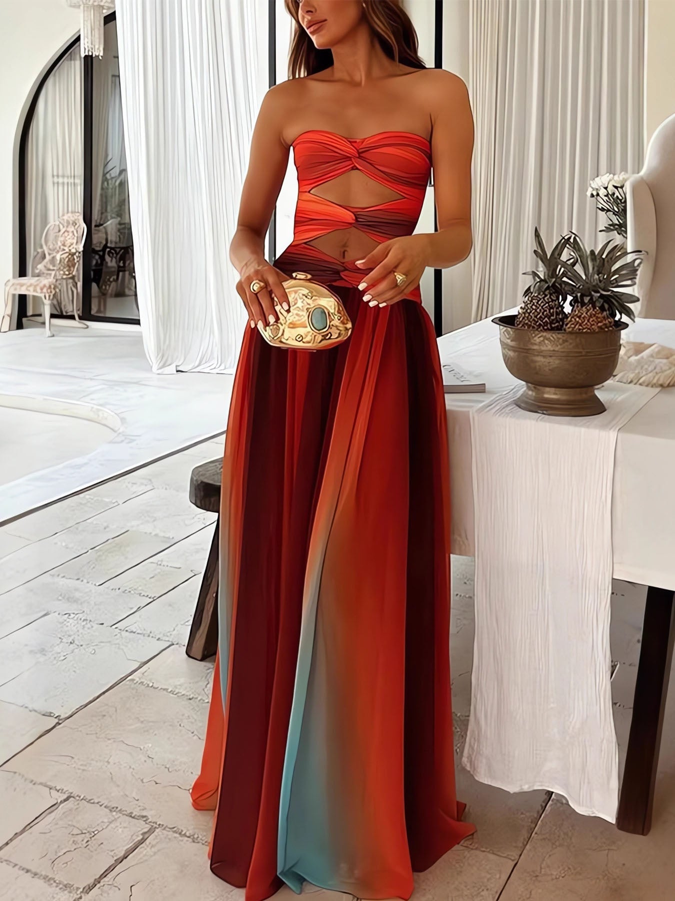 Sexy Chiffon Irregular Maxi Dress