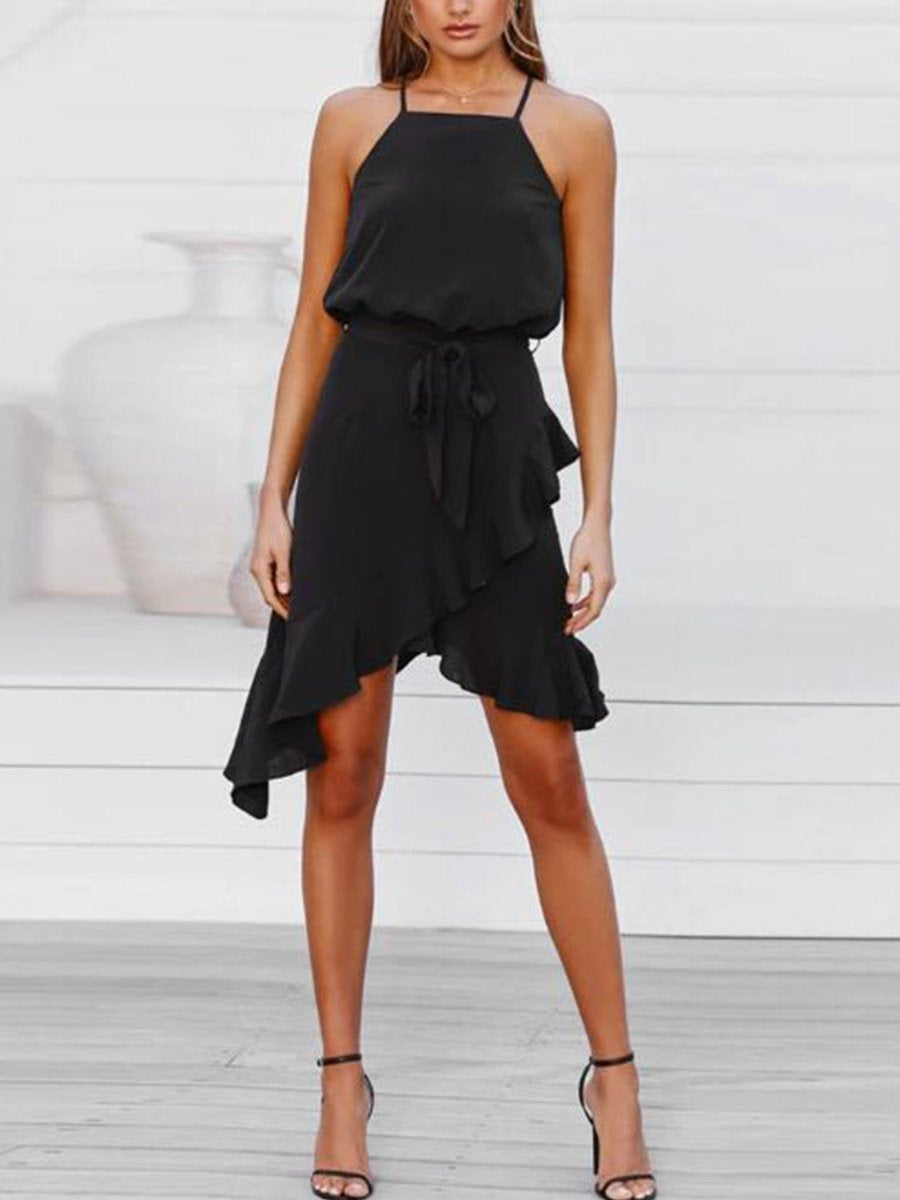 Lunimesd Sling Polka Dot Irregular Dress