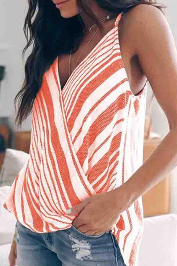 Lunimesd Sleeveless Striped Spaghetti Strap Casual Wear Vest