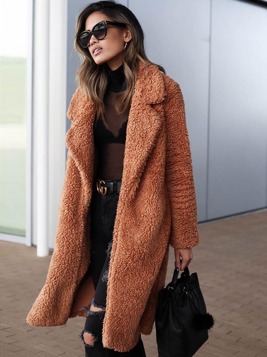 Lunimesd Long-Sleeved Lapel Plush Jacket(7 colors)