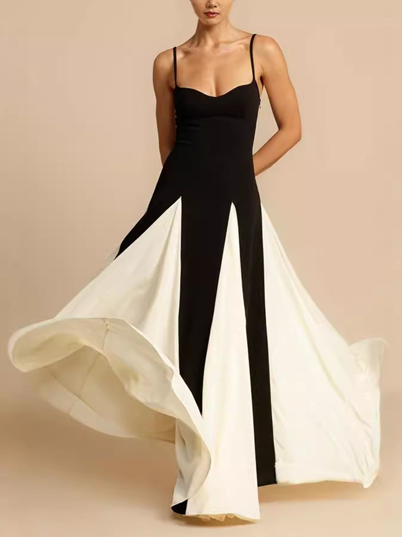 Slim Contrast Strap Dress