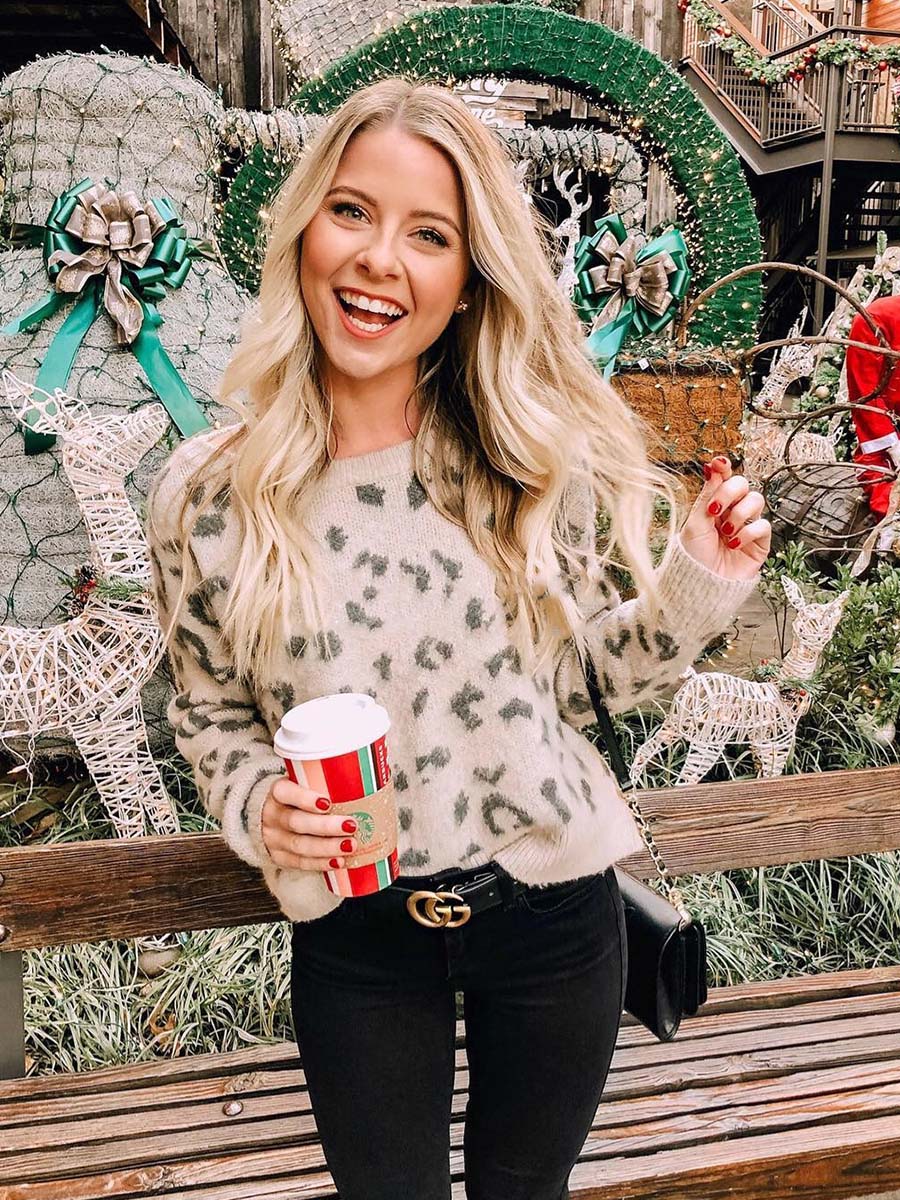 Lunimesd Leopard Printed Knit Sweater