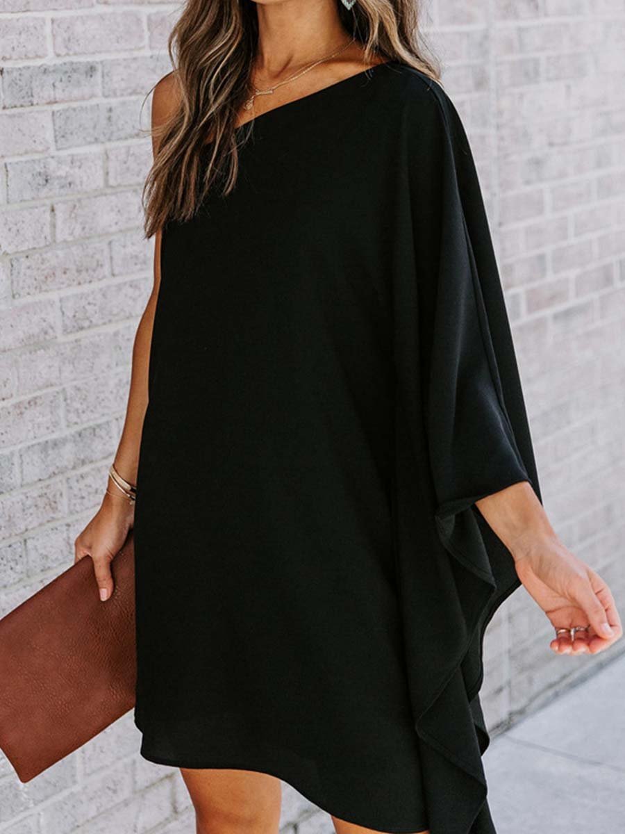 Lunimesd Loose One-shoulder Diagonal Dress(8 colors)