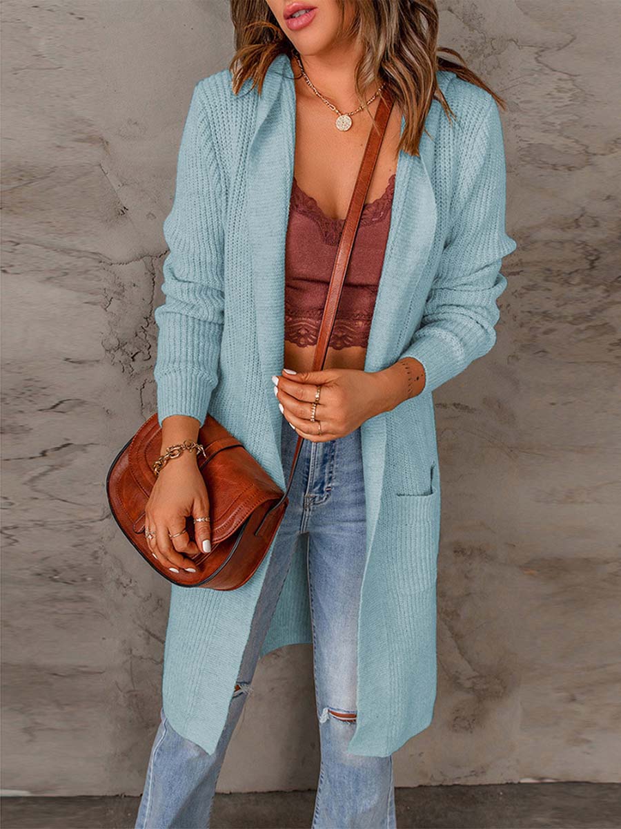 Lunimesd Solid Color Hooded Sweater Jacket