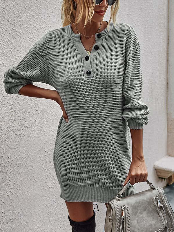 Lunimesd Button Knitted Dress
