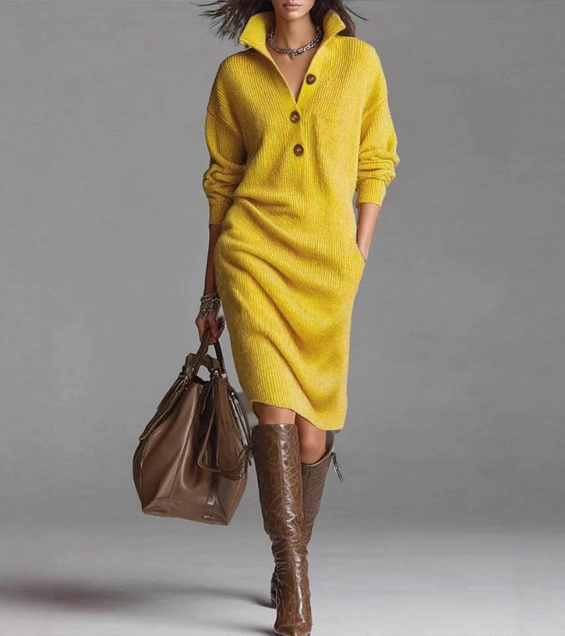 WARM KNIT DRESS, ELEGANT AND COMFORTABLE