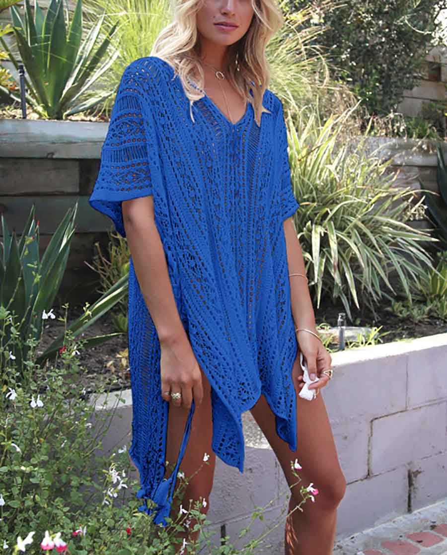 Lunimesd Hollow Beach Vacation Knitted Sunscreen Blouse