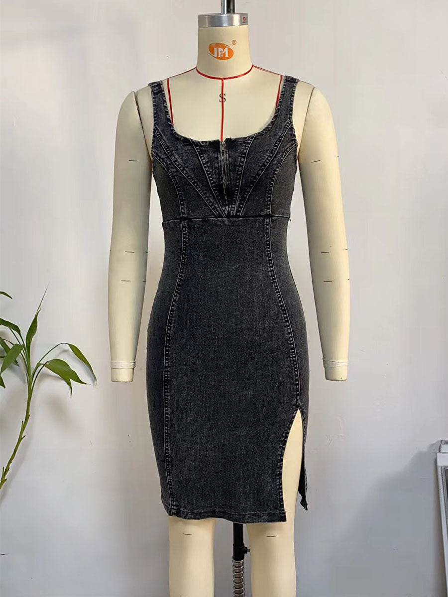 Urban Curve Denim Zip Dress