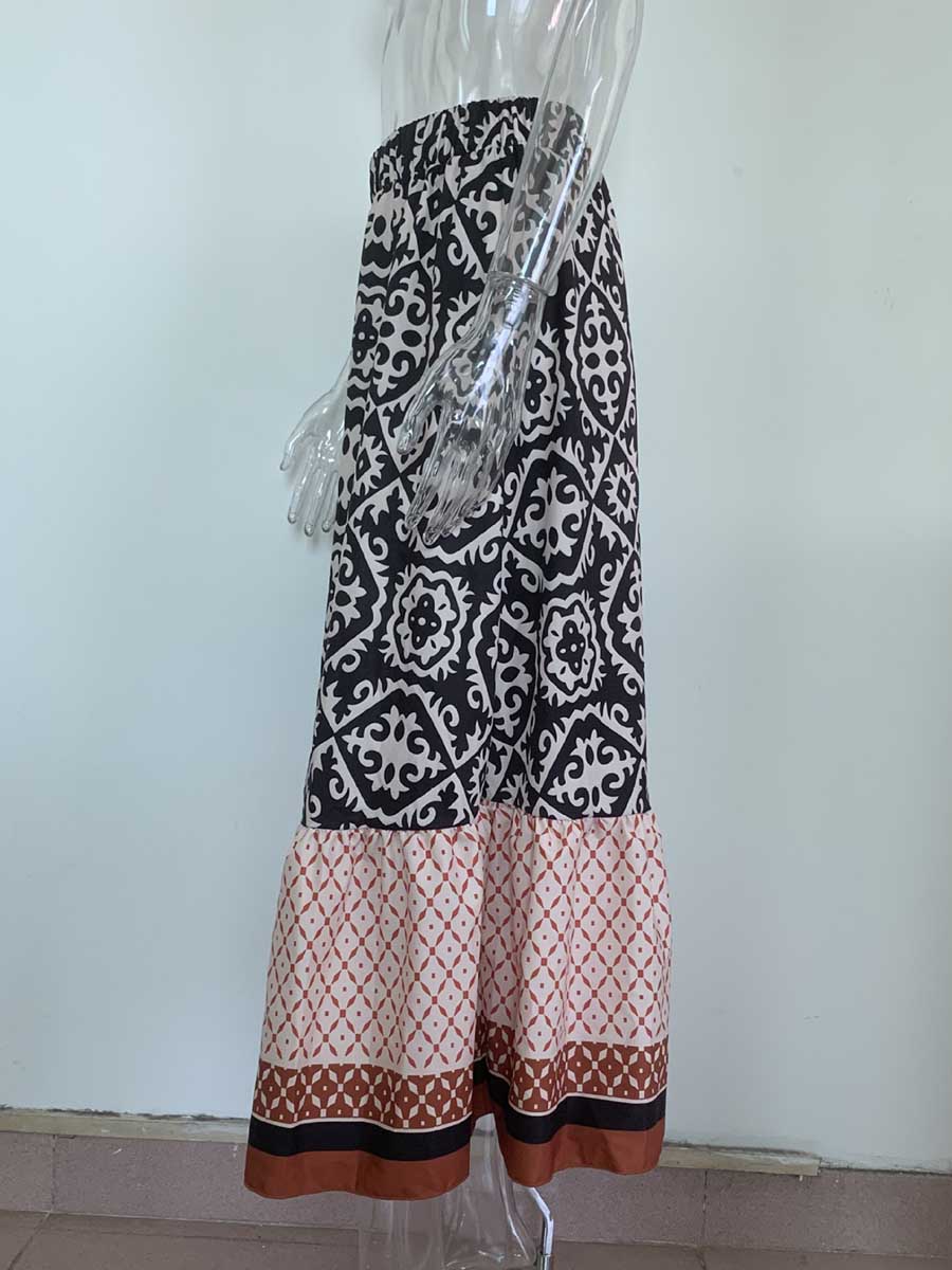 Lunimesd Printed Loose Patchwork Hem Dress